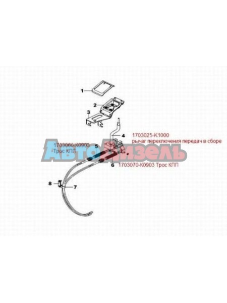 Рычаг переключения передач в сборе 1703025-К1000 Dong Feng дв:С260-20